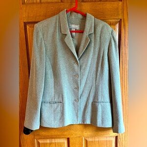 Grey Tweed Blazer Size 16 Liz Claiborne Lined Button Pockets